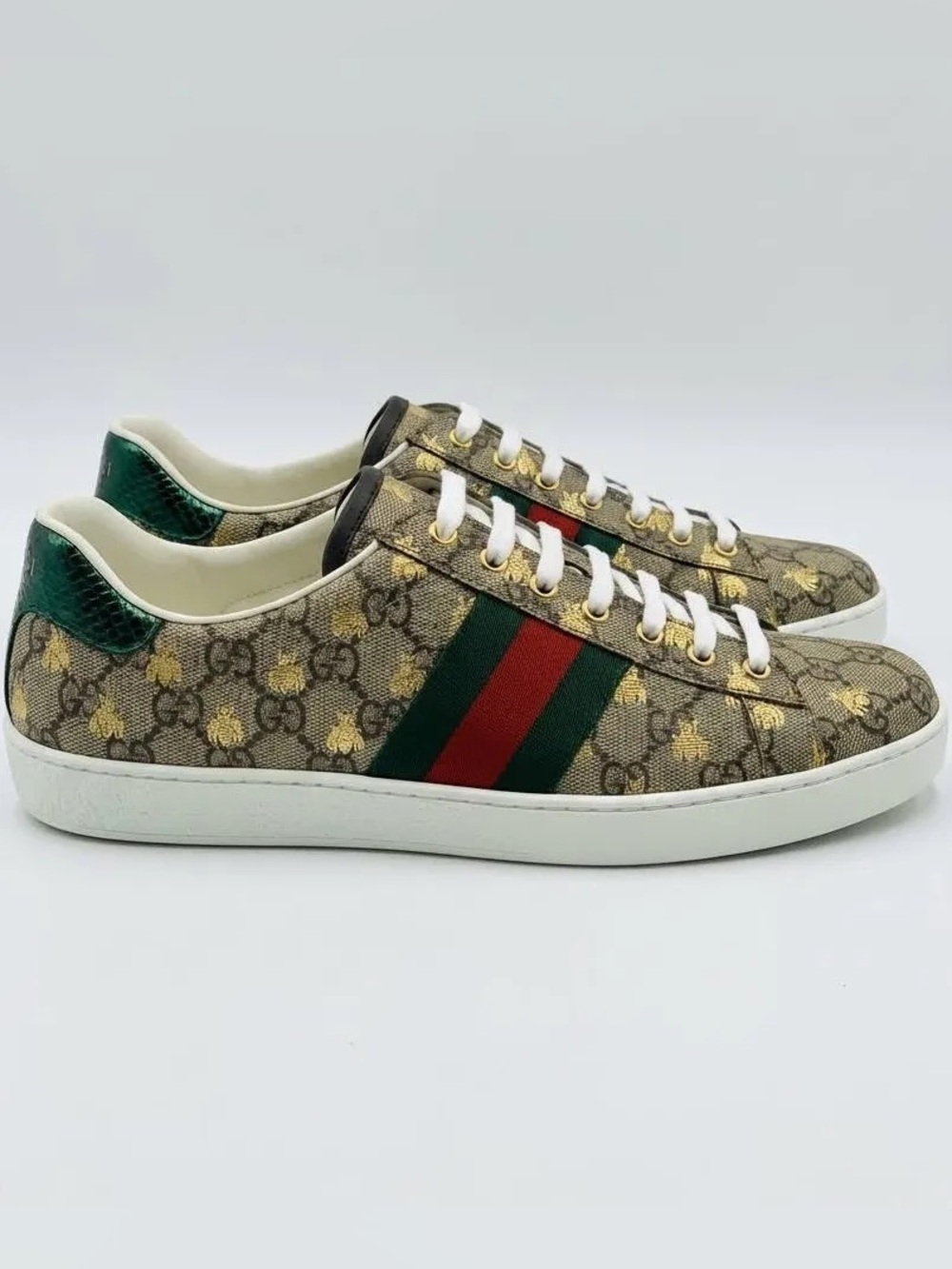 Men's Ace Gg Supreme Bee Sneakers In Beige